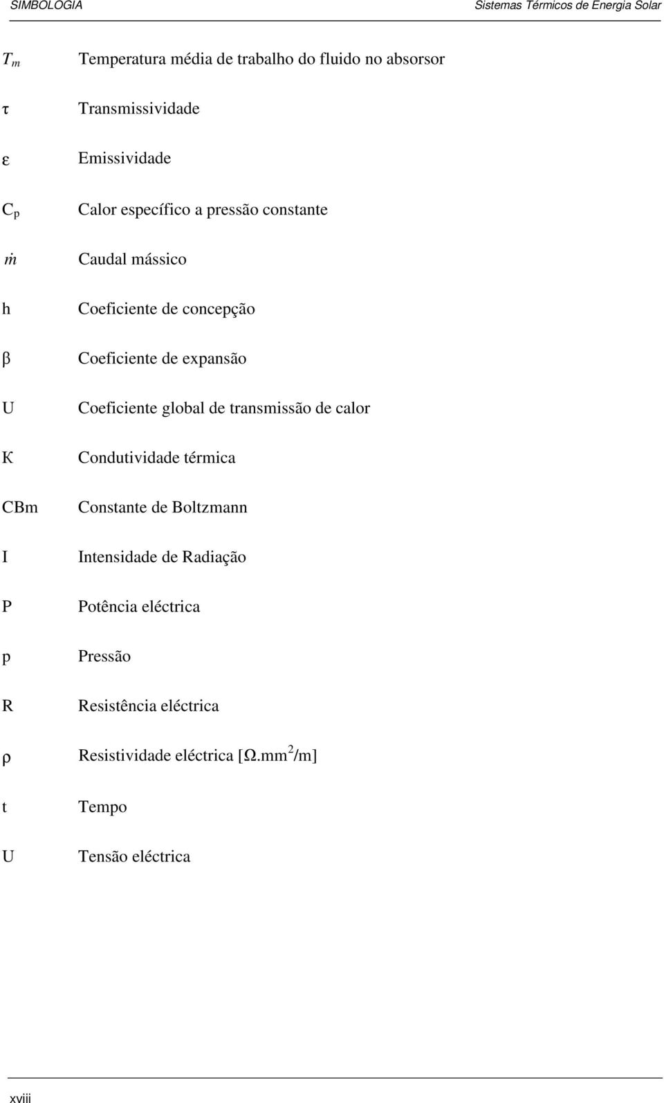 Coeficiente de expansão Coeficiente global de transmissão de calor Condutividade térmica Constante de Boltzmann Intensidade