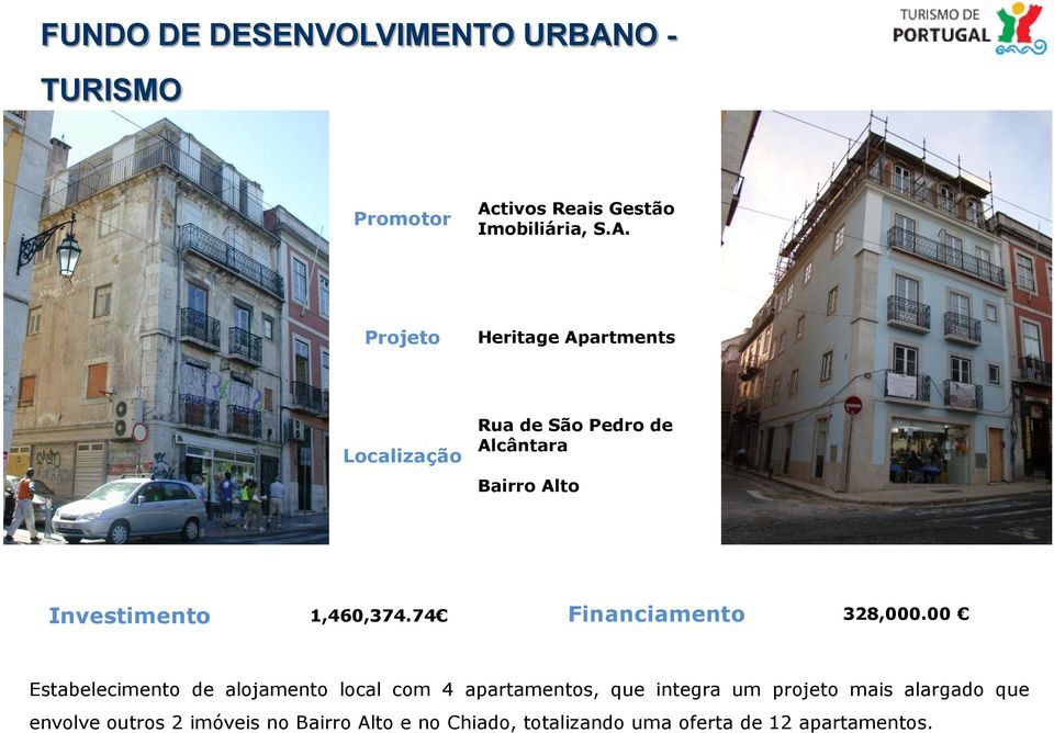 00 Estabelecimento de alojamento local com 4 apartamentos, que integra um projeto mais