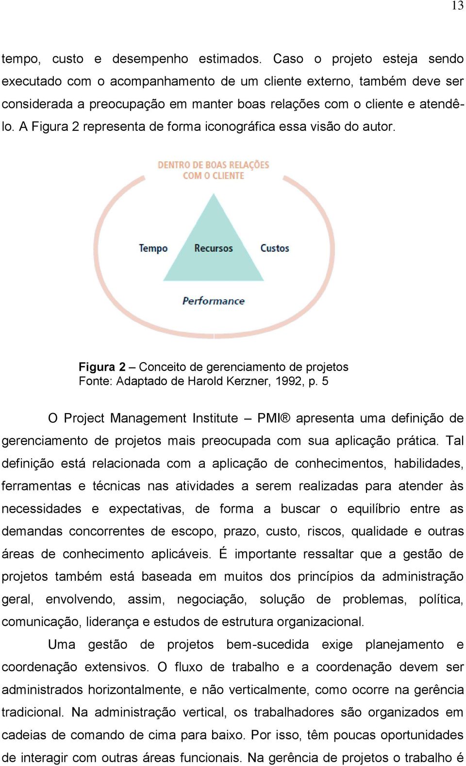 A Figura 2 representa de forma iconográfica essa visão do autor. Figura 2 Conceito de gerenciamento de projetos Fonte: Adaptado de Harold Kerzner, 1992, p.