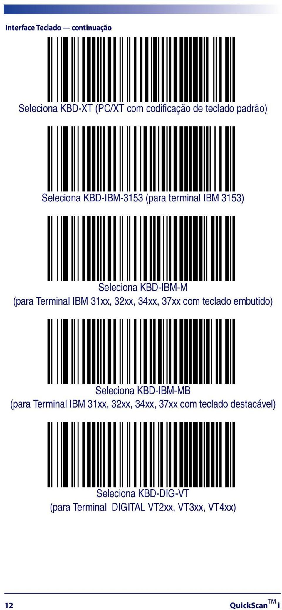 32xx, 34xx, 37xx com teclado embutido) Seleciona KBD-IBM-MB (para Terminal IBM 31xx, 32xx, 34xx,