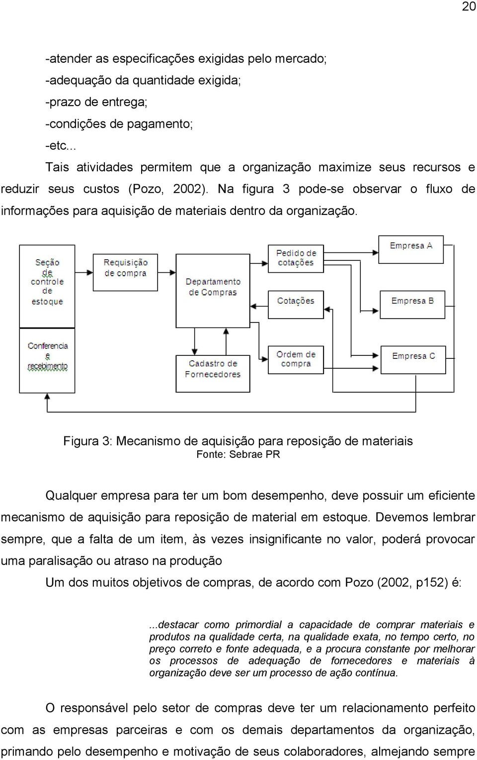 Na figura 3 pode-se observar o fluxo de informações para aquisição de materiais dentro da organização.