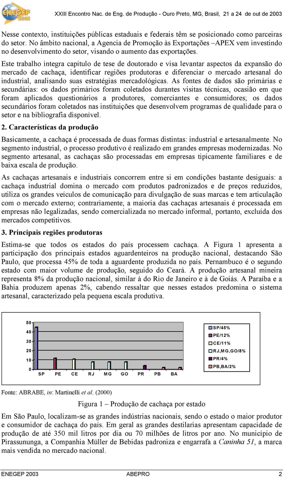 Este trabalho integra capítulo de tese de doutorado e visa levantar aspectos da expansão do mercado de cachaça, identificar regiões produtoras e diferenciar o mercado artesanal do industrial,