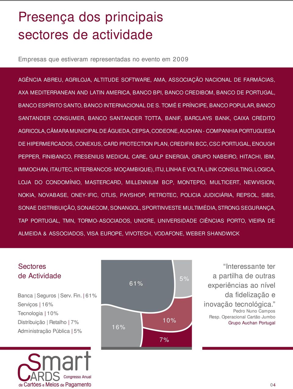 TOMÉ E PRÍNCIPE, BANCO POPULAR, BANCO SANTANDER CONSUMER, BANCO SANTANDER TOTTA, BANIF, BARCLAYS BANK, CAIXA CRÉDITO AGRICOLA, CÂMARA MUNICIPAL DE ÁGUEDA, CEPSA, CODEONE, AUCHAN - COMPANHIA