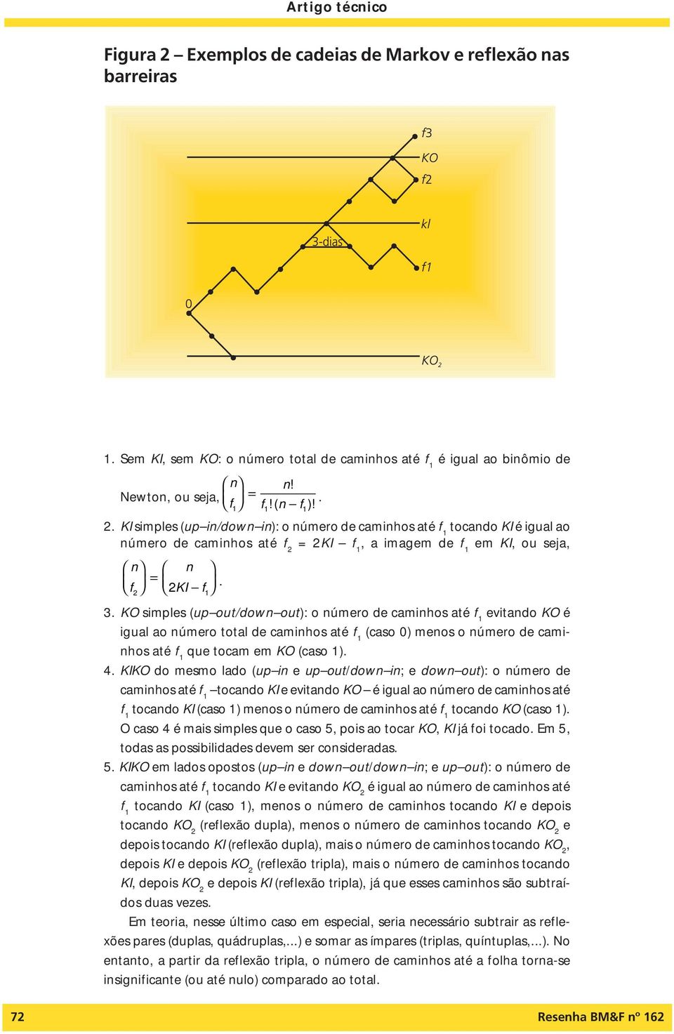 KO simples (up out/dow out): o úmero de camihos até f evitado KO é igual ao úmero total de camihos até f (caso 0) meos o úmero de camihos até f que tocam em KO (caso ). 4.