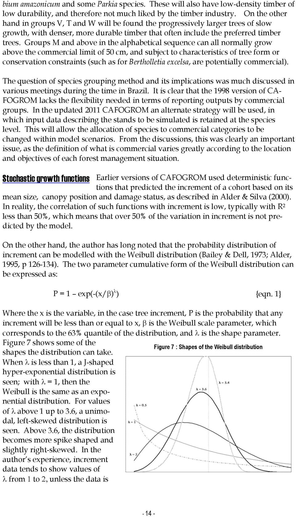 Groups M and above in the alphabetical sequence can all normally grow above the commercial limit of 5 cm, and subject to characteristics of tree form or conservation constraints (such as for