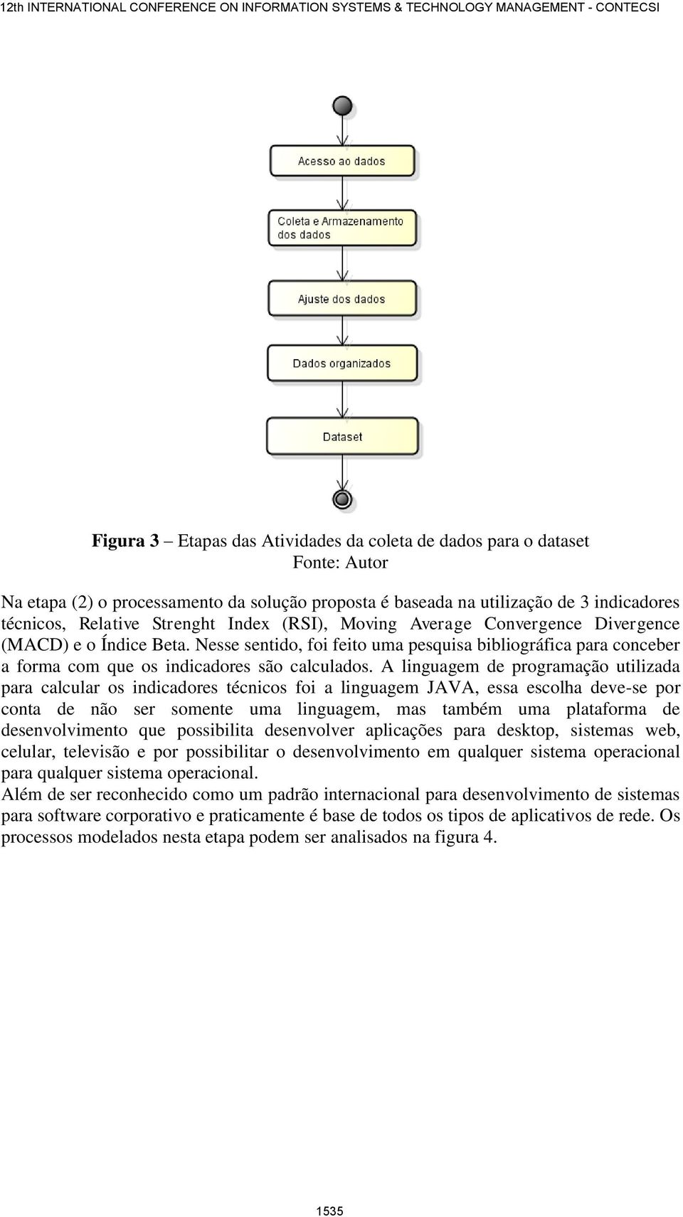 A linguagem de programação utilizada para calcular os indicadores técnicos foi a linguagem JAVA, essa escolha deve-se por conta de não ser somente uma linguagem, mas também uma plataforma de