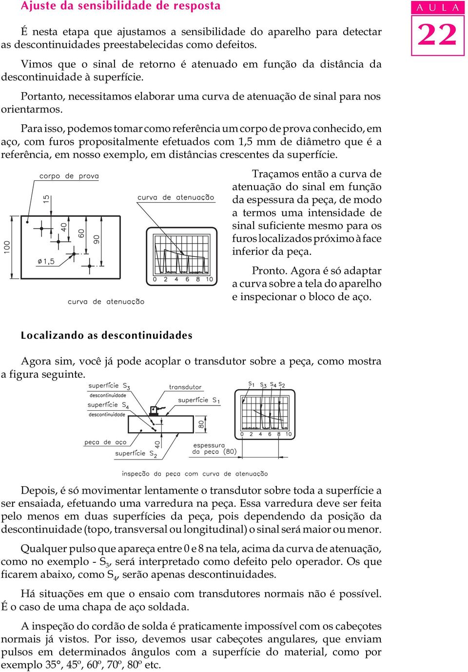 Para isso, podemos tomar como referência um corpo de prova conhecido, em aço, com furos propositalmente efetuados com 1,5 mm de diâmetro que é a referência, em nosso exemplo, em distâncias crescentes