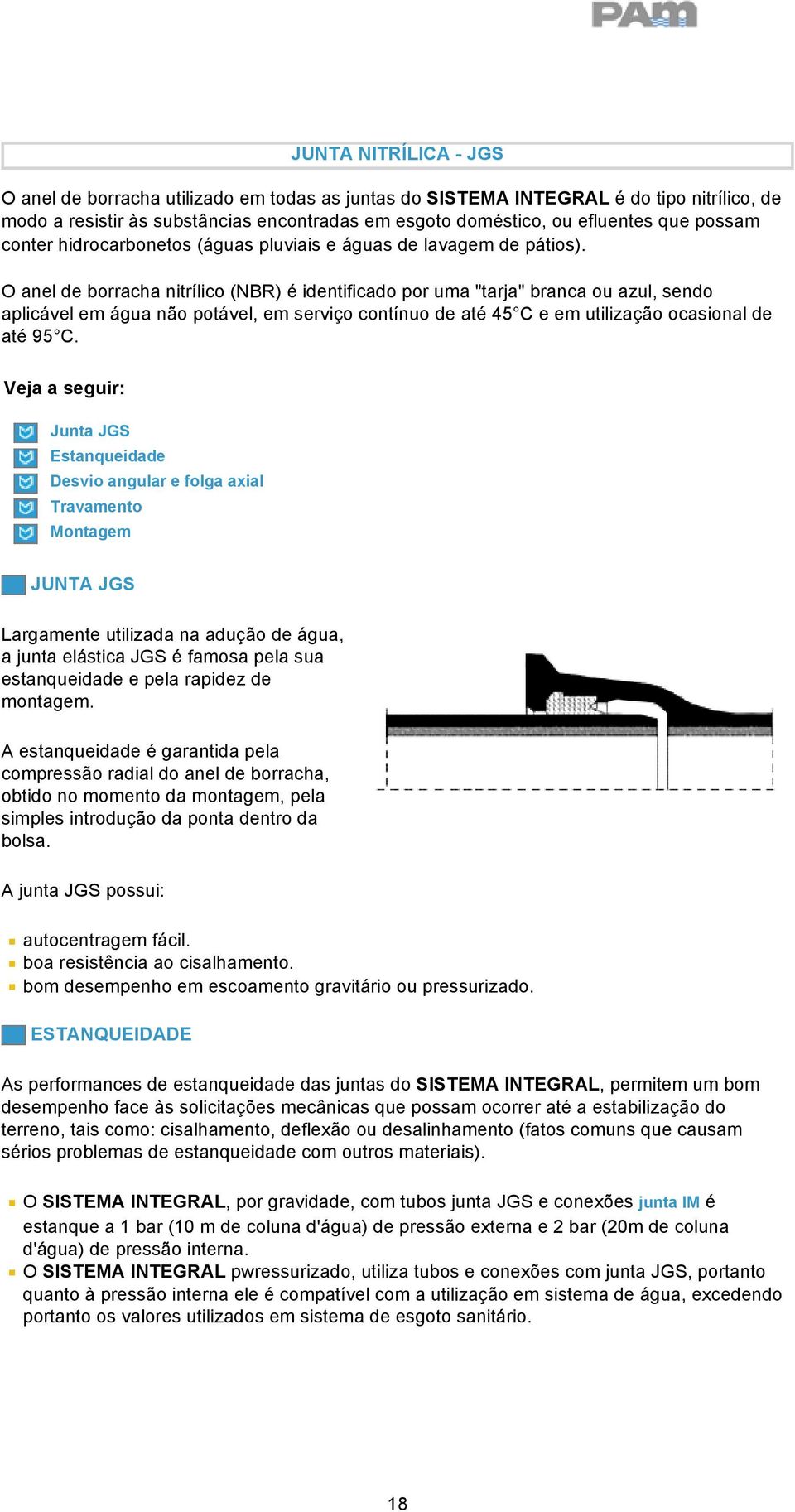 O anel de borracha nitrílico (NBR) é identificado por uma "tarja" branca ou azul, sendo aplicável em água não potável, em serviço contínuo de até 45 C e em utilização ocasional de até 95 C.