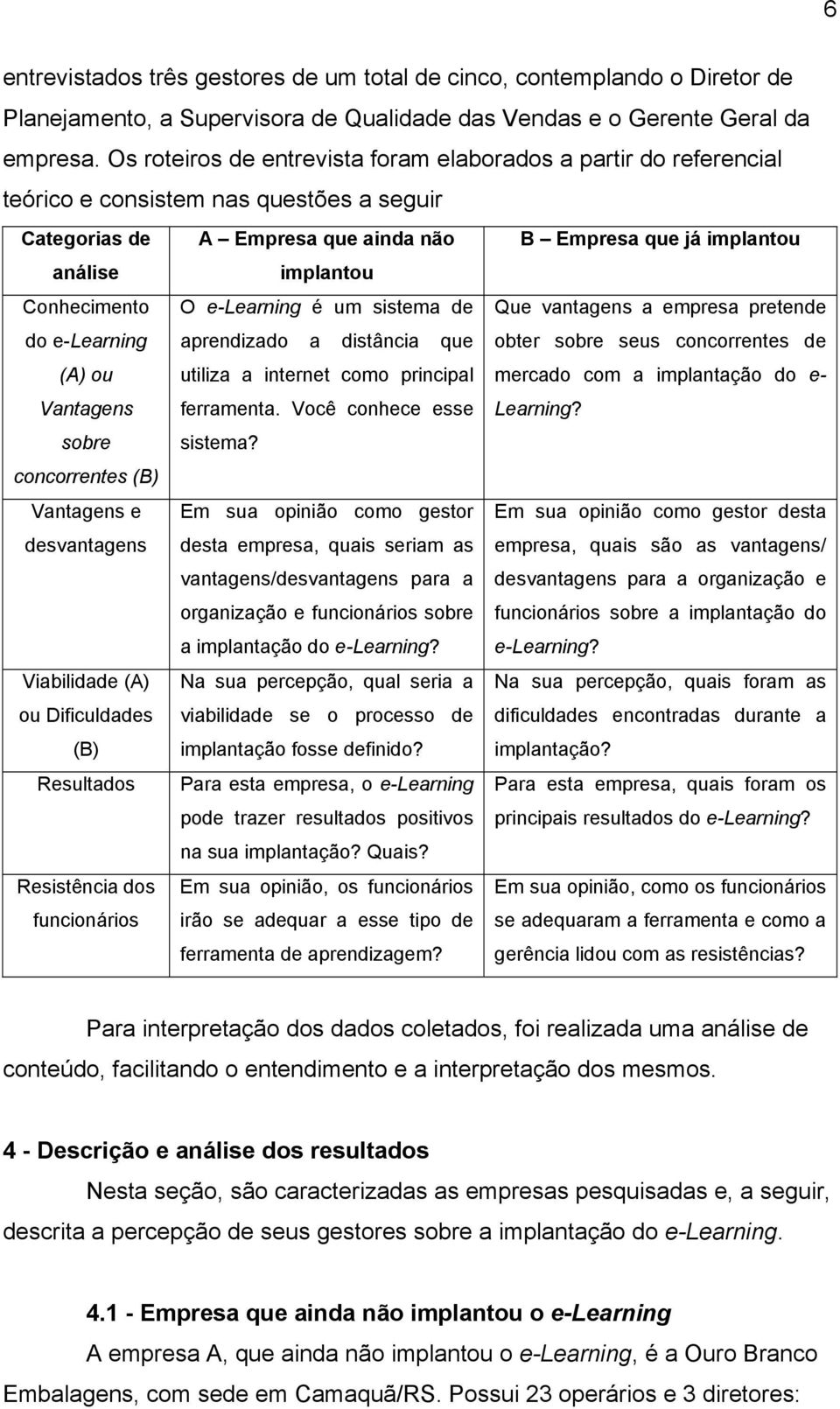 Conhecimento O e-learning é um sistema de Que vantagens a empresa pretende do e-learning aprendizado a distância que obter sobre seus concorrentes de (A) ou utiliza a internet como principal mercado