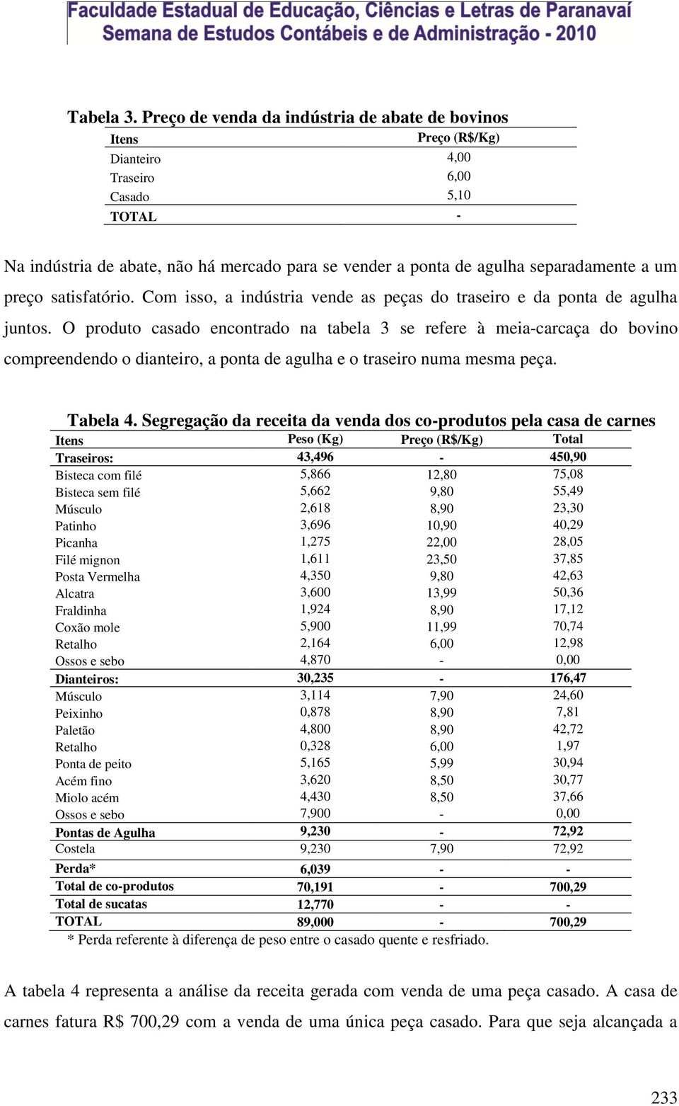 separadamente a um preço satisfatório. Com isso, a indústria vende as peças do traseiro e da ponta de agulha juntos.