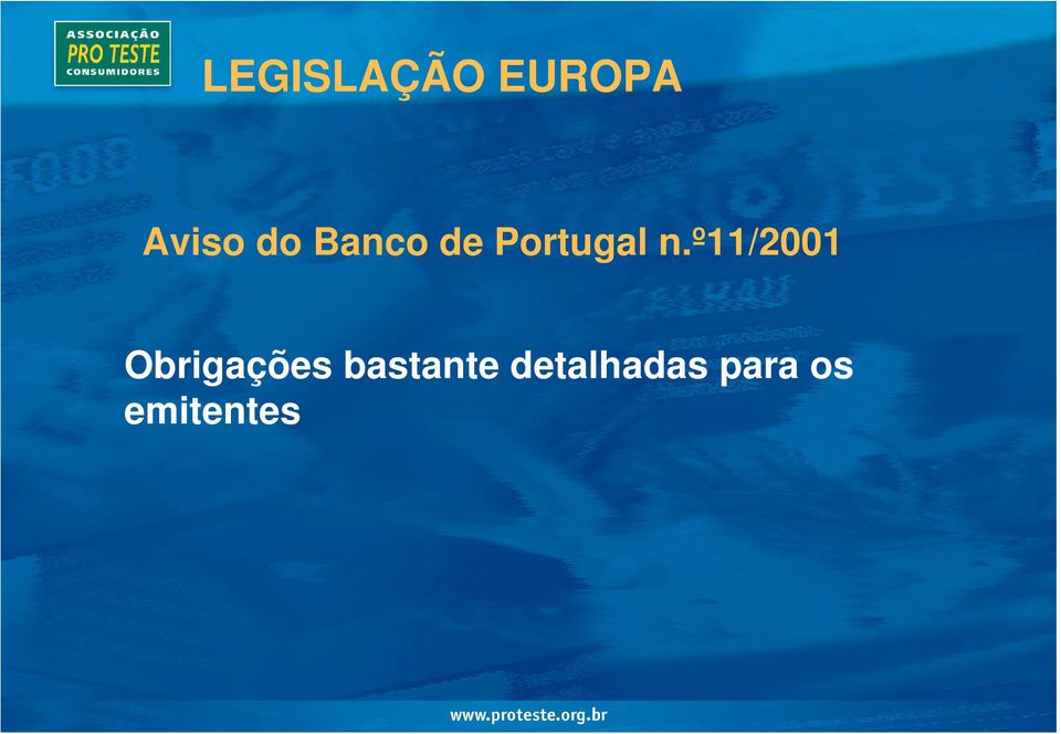 º11/2001 Obrigações