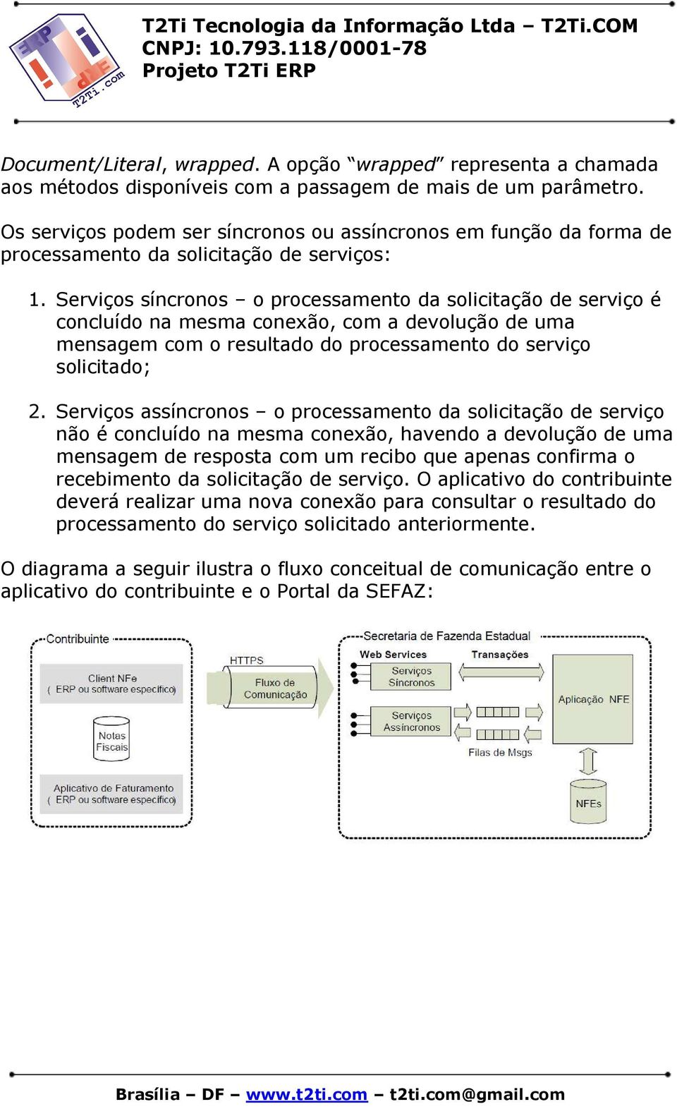 Serviços síncronos o processamento da solicitação de serviço é concluído na mesma conexão, com a devolução de uma mensagem com o resultado do processamento do serviço solicitado; 2.