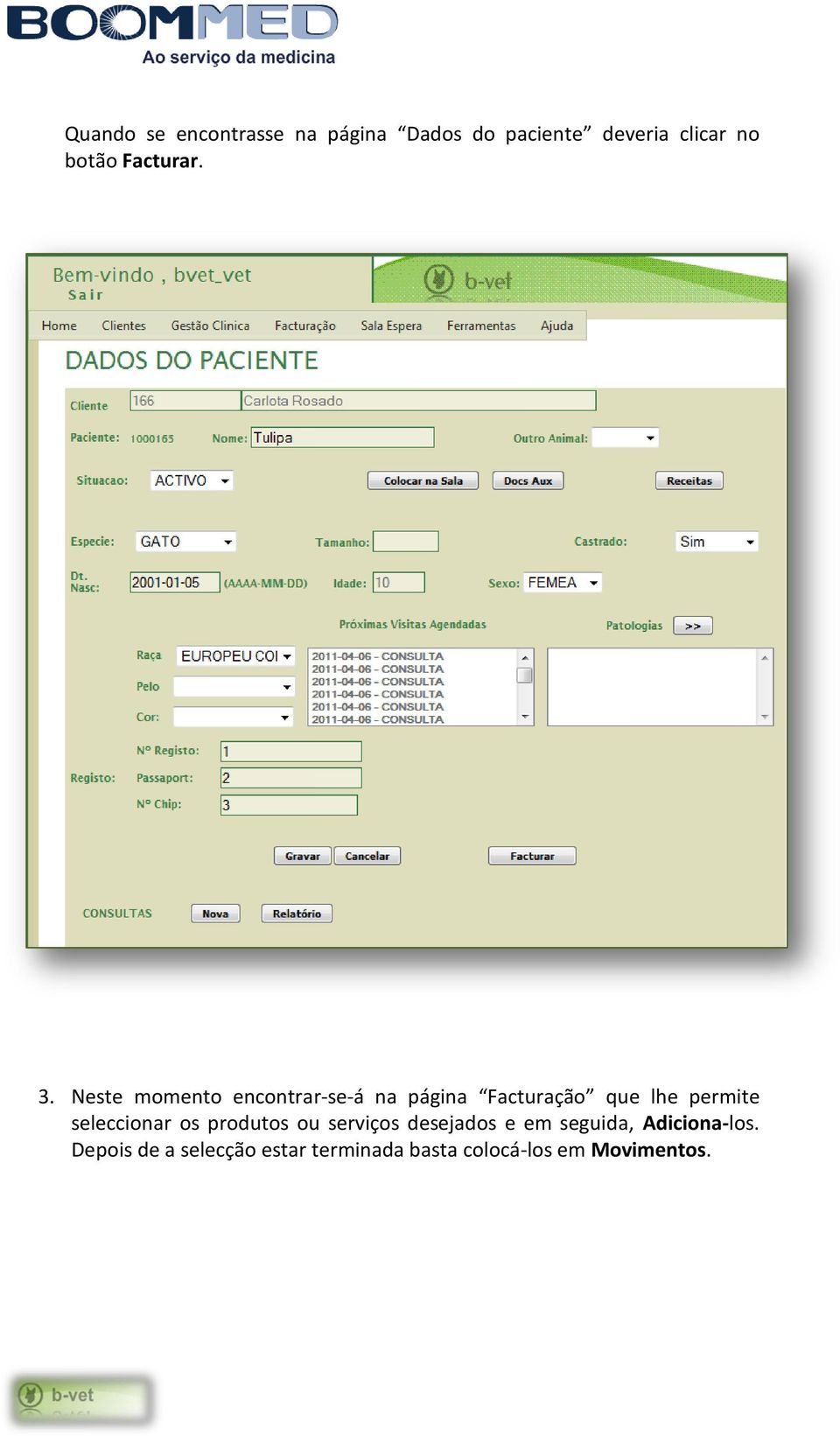 Neste momento encontrar-se-á na página Facturação que lhe permite