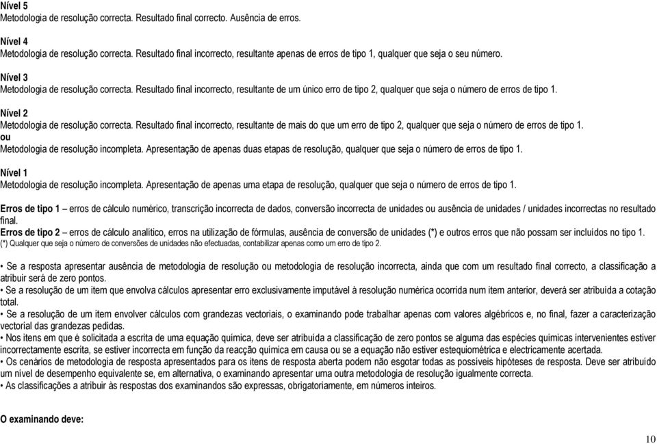 Resultado final incorrecto, resultante de um único erro de tipo 2, qualquer que seja o número de erros de tipo 1. Nível 2 Metodologia de resolução correcta.