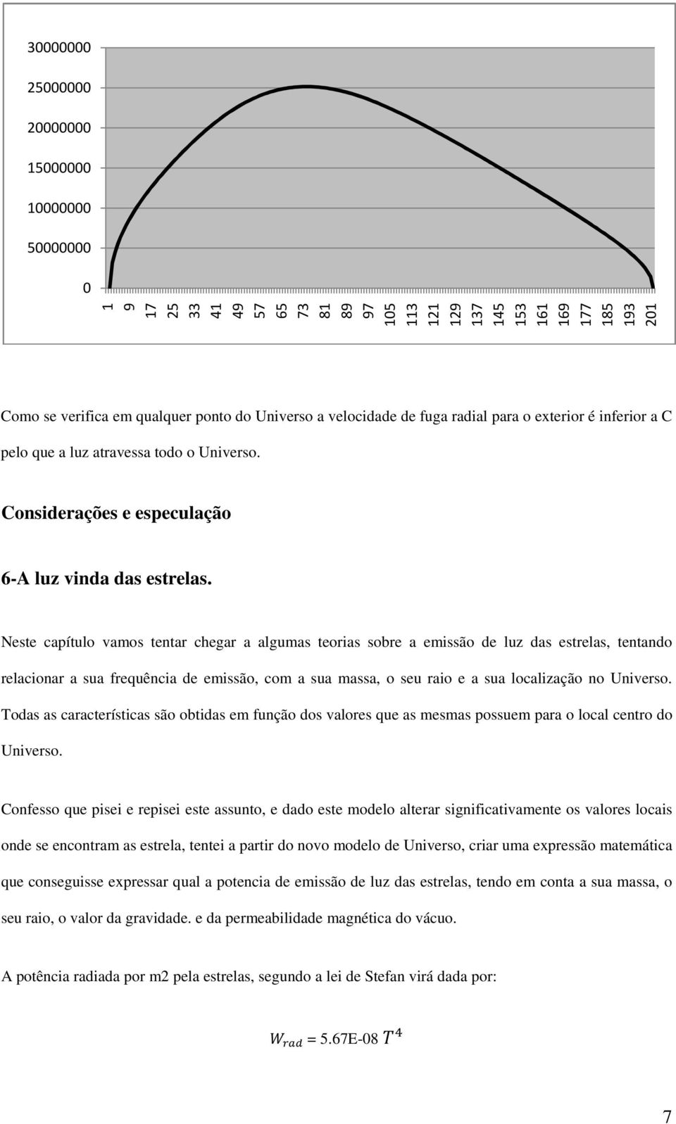 Neste capítulo vamos tentar chegar a algumas teorias sobre a emissão de luz das estrelas, tentando relacionar a sua frequência de emissão, com a sua massa, o seu raio e a sua localização no Universo.