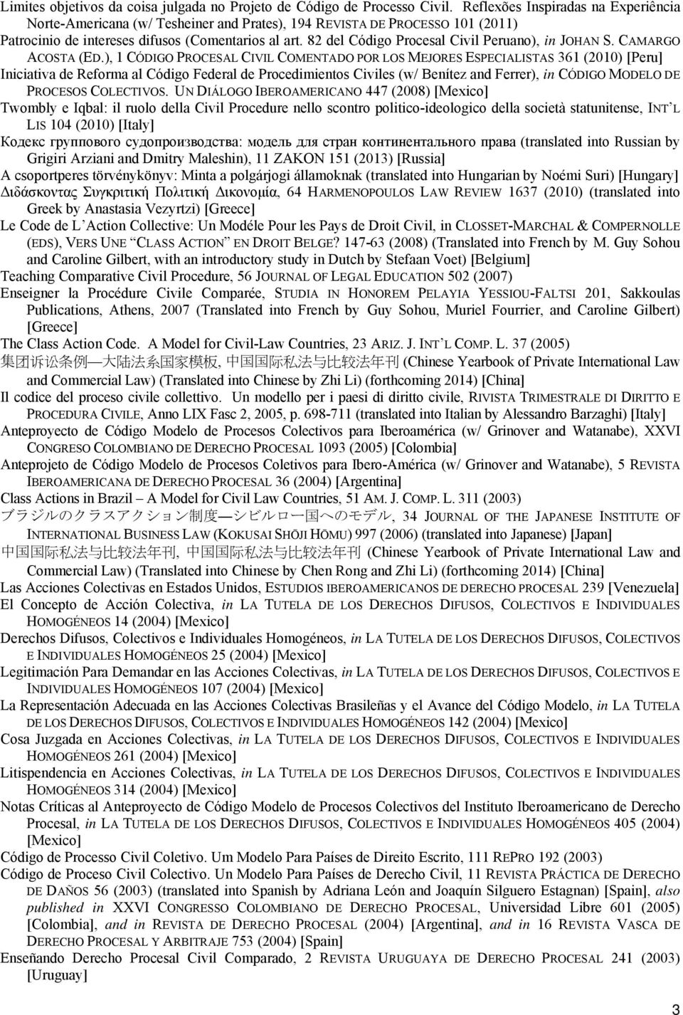 82 del Código Procesal Civil Peruano), in JOHAN S. CAMARGO ACOSTA (ED.