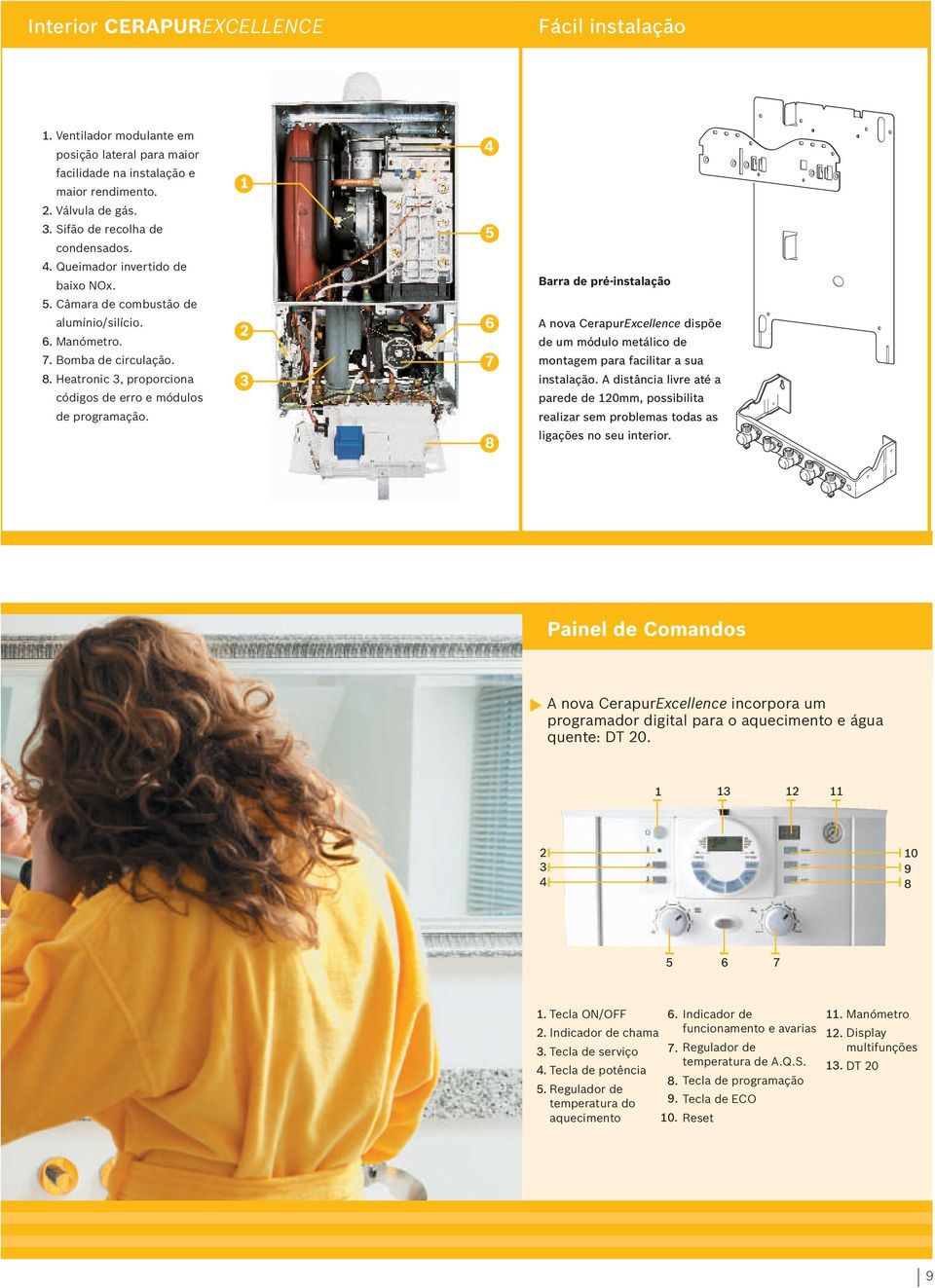 4 5 6 7 8 Barra de préinstalação A nova CerapurExcellence dispõe de um módulo metálico de montagem para facilitar a sua instalação.