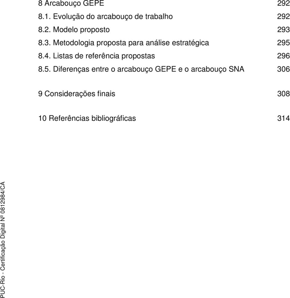 Listas de referência propostas 296 8.5.