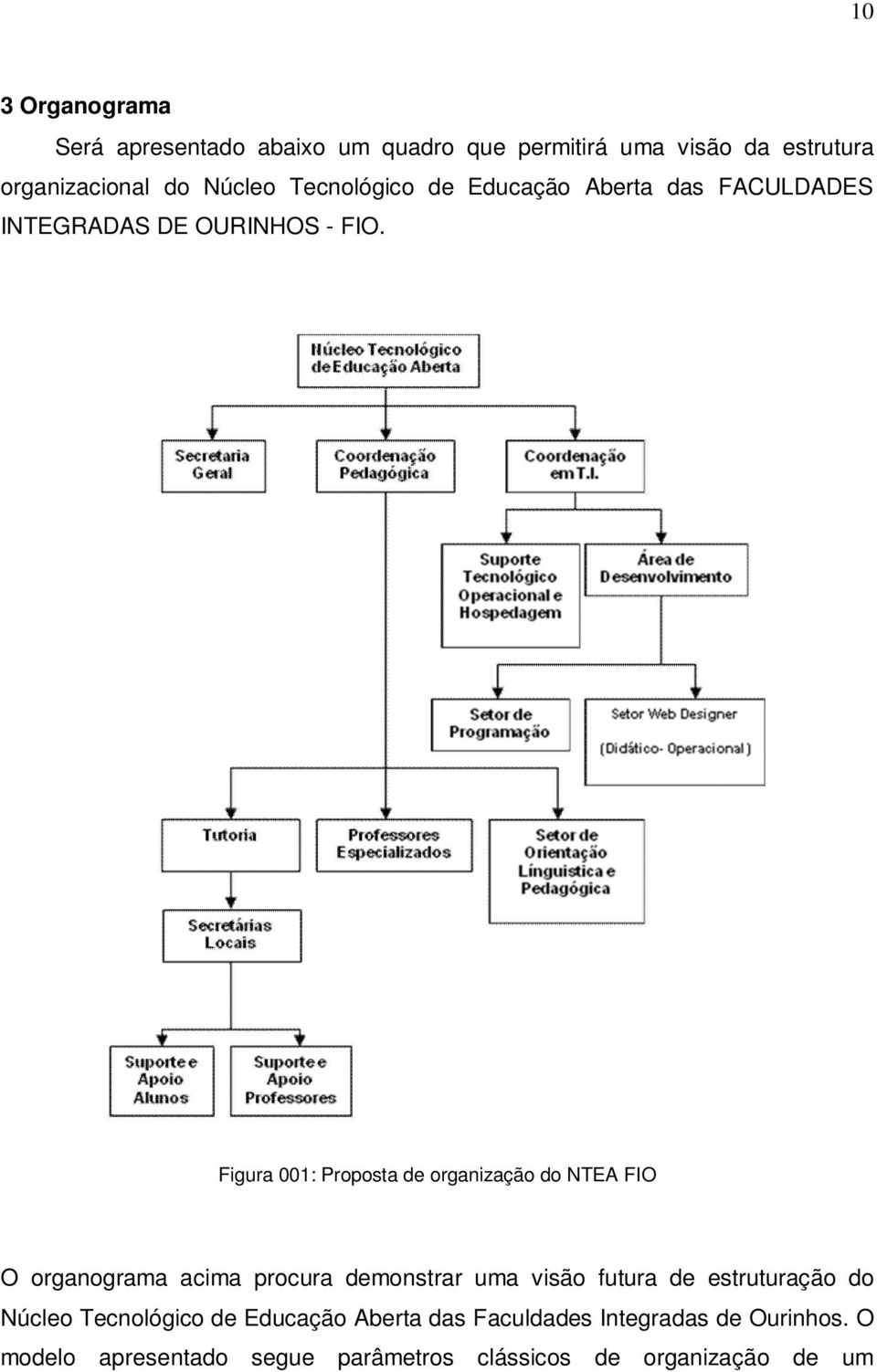 Figura 001: Proposta de organização do NTEA FIO O organograma acima procura demonstrar uma visão futura de