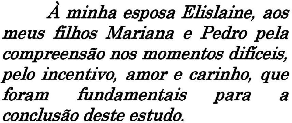 difíceis, pelo incentivo, amor e carinho, que