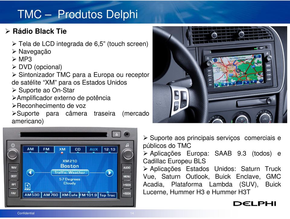 traseira (mercado americano) Suporte aos principais serviços comerciais e públicos do TMC Aplicações Europa: SAAB 9.