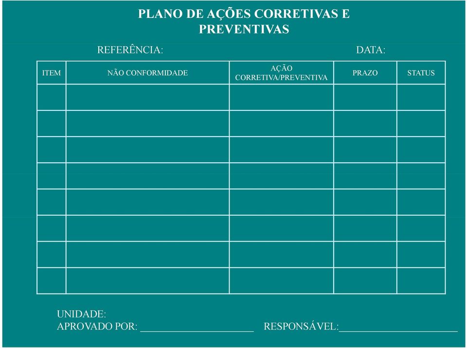 CONFORMIDADE AÇÃO CORRETIVA/PREVENTIVA