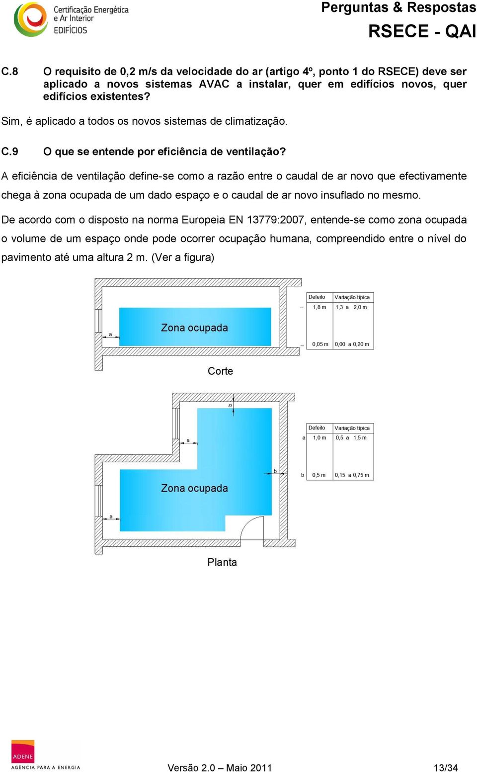 A eficiência de ventilação define-se como a razão entre o caudal de ar novo que efectivamente chega à zona ocupada de um dado espaço e o caudal de ar novo insuflado no mesmo.