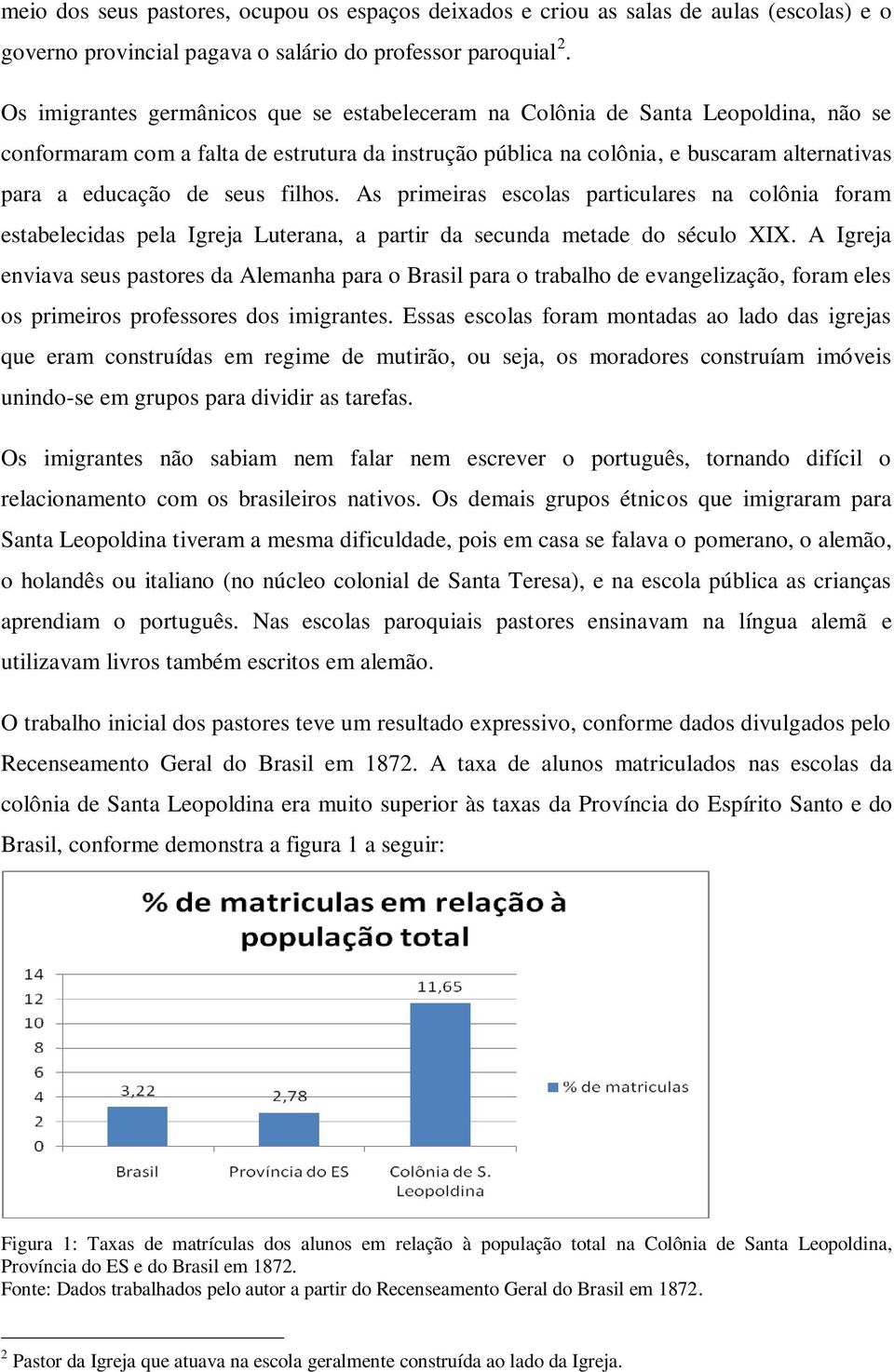 seus filhos. As primeiras escolas particulares na colônia foram estabelecidas pela Igreja Luterana, a partir da secunda metade do século XIX.