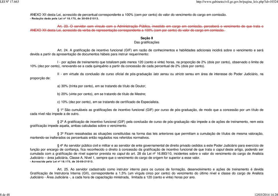 O servidor sem vínculo com a Administração Pública, investido em cargo em comissão, perceberá o vencimento de que trata o ANEXO XII desta Lei, acrescido da verba de representação correspondente a