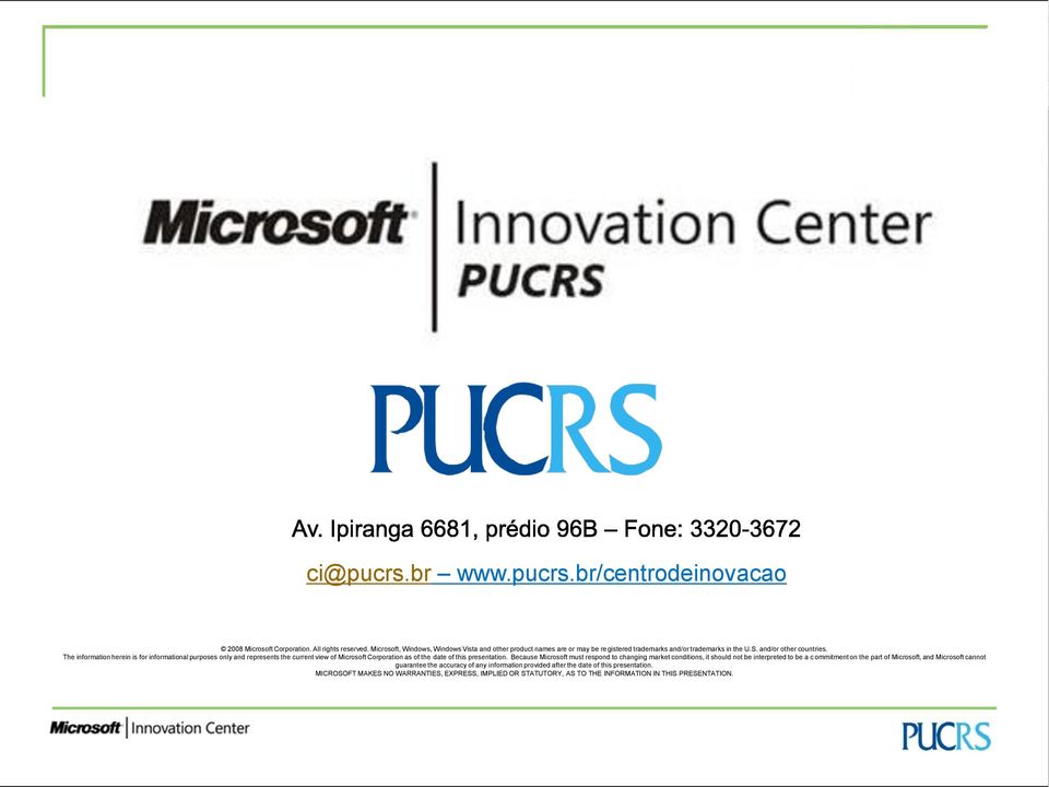 The information herein is for informational purposes only and represents the current view of Microsoft Corporation as of the date of this presentation.