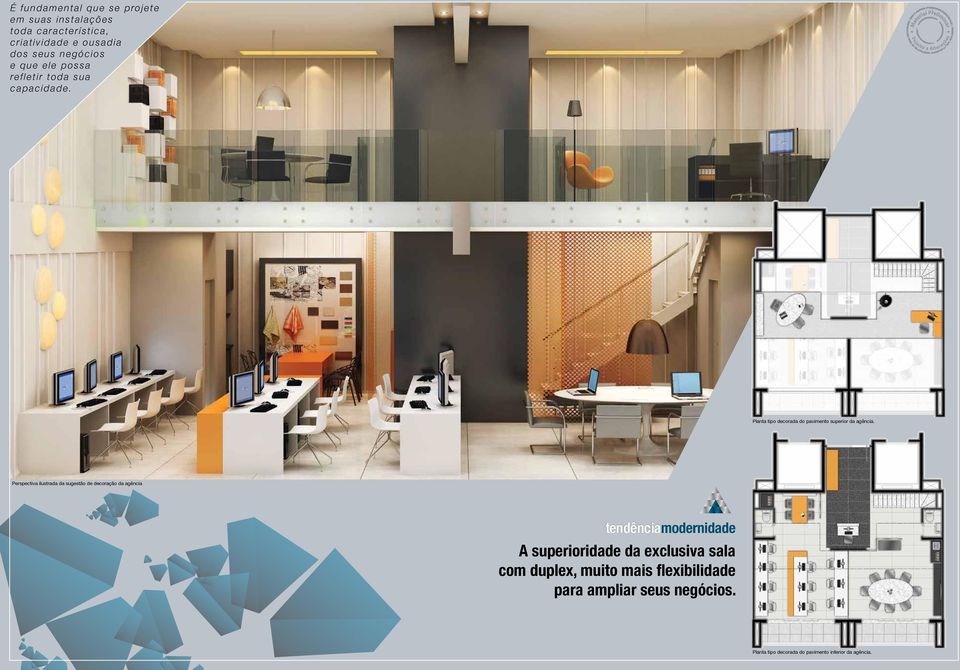 Perspectiva ilustrada da sugestão de decoração da agência tendênciamodernidade A superioridade da exclusiva