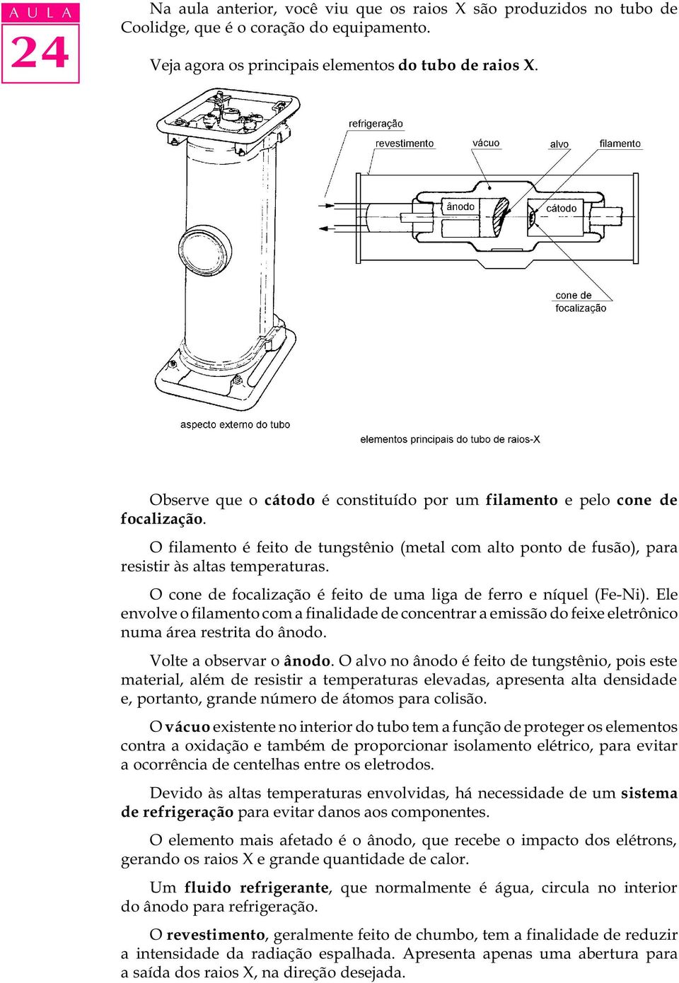 O cone de focalização é feito de uma liga de ferro e níquel (Fe-Ni). Ele envolve o filamento com a finalidade de concentrar a emissão do feixe eletrônico numa área restrita do ânodo.