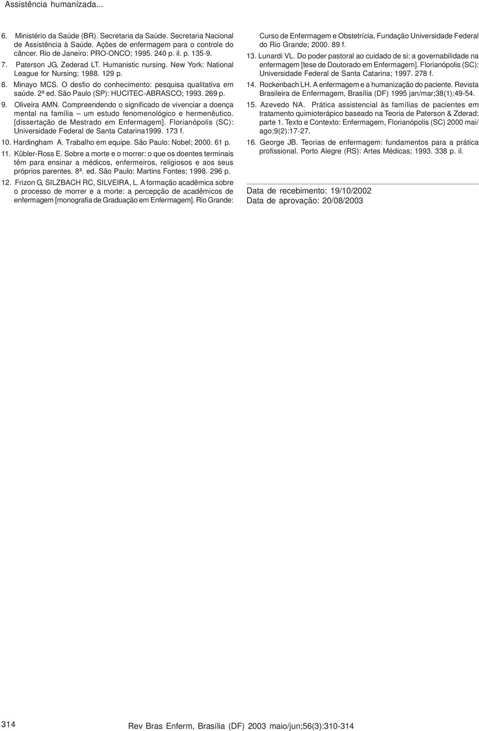 São Paulo (SP): HUCITEC-ABRASCO; 1993. 269 p. 9. Oliveira AMN. Compreendendo o significado de vivenciar a doença mental na família um estudo fenomenológico e hermenêutico.