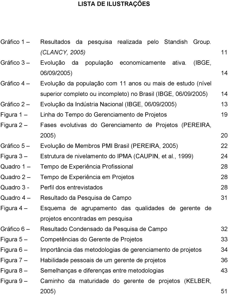 (IBGE, 06/09/2005) 13 Figura 1 Linha do Tempo do Gerenciamento de Projetos 19 Figura 2 Fases evolutivas do Gerenciamento de Projetos (PEREIRA, 2005) 20 Gráfico 5 Evolução de Membros PMI Brasil