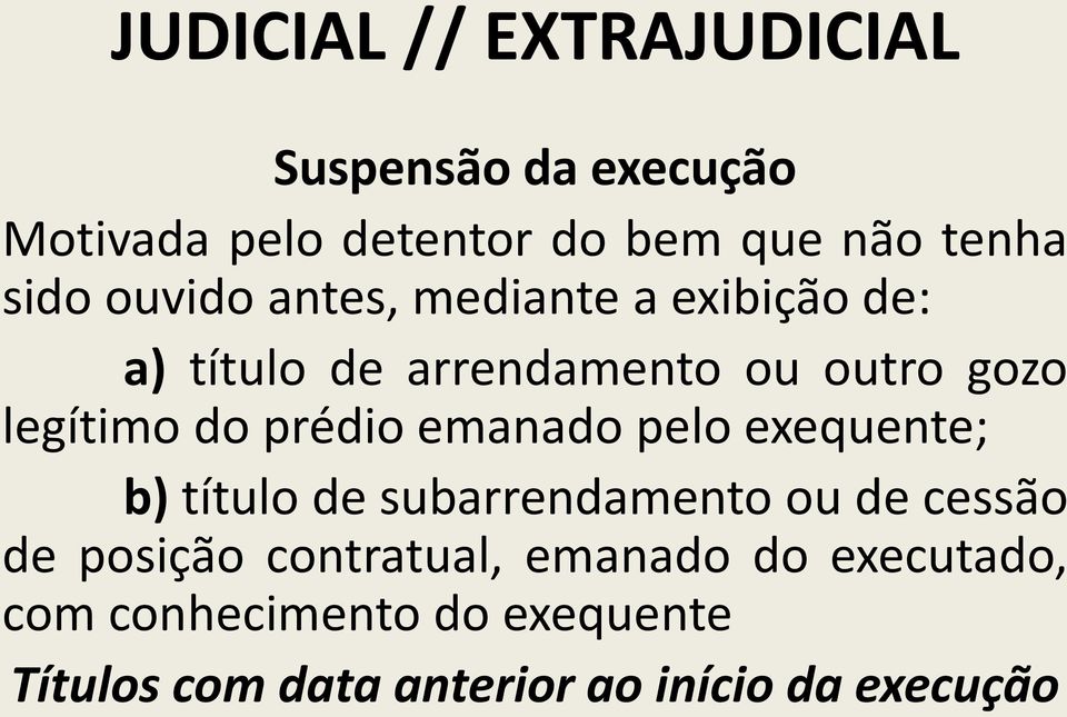 prédio emanado pelo exequente; b) título de subarrendamento ou de cessão de posição contratual,