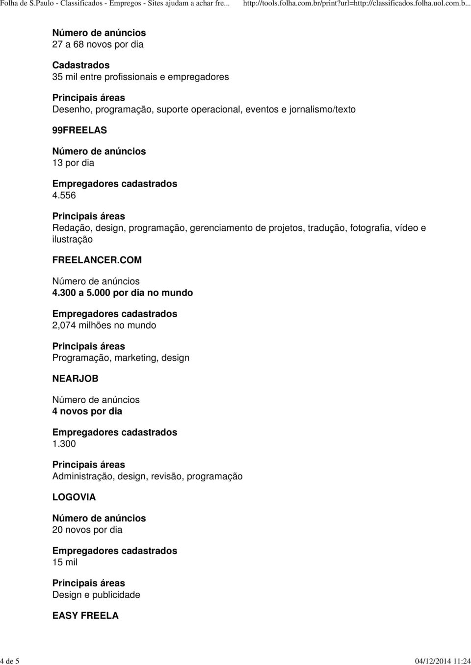 556 Redação, design, programação, gerenciamento de projetos, tradução, fotografia, vídeo e ilustração FREELANCER.COM 4.300 a 5.