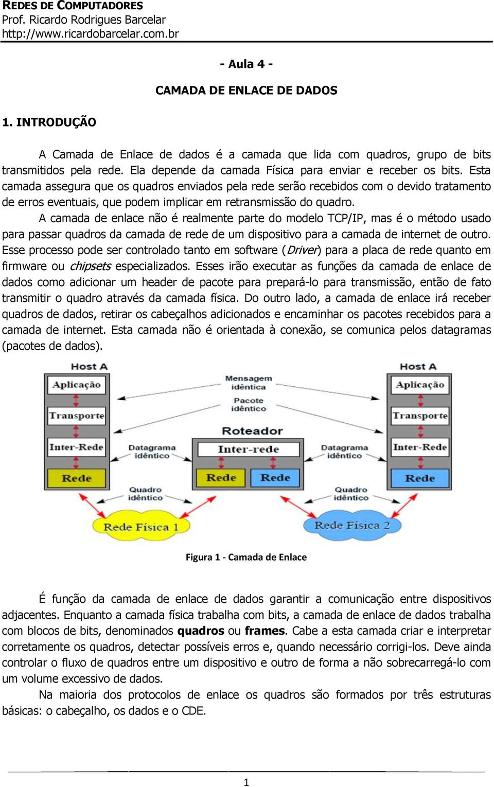 Esta camada assegura que os quadros enviados pela rede serão recebidos com o devido tratamento de erros eventuais, que podem implicar em retransmissão do quadro.