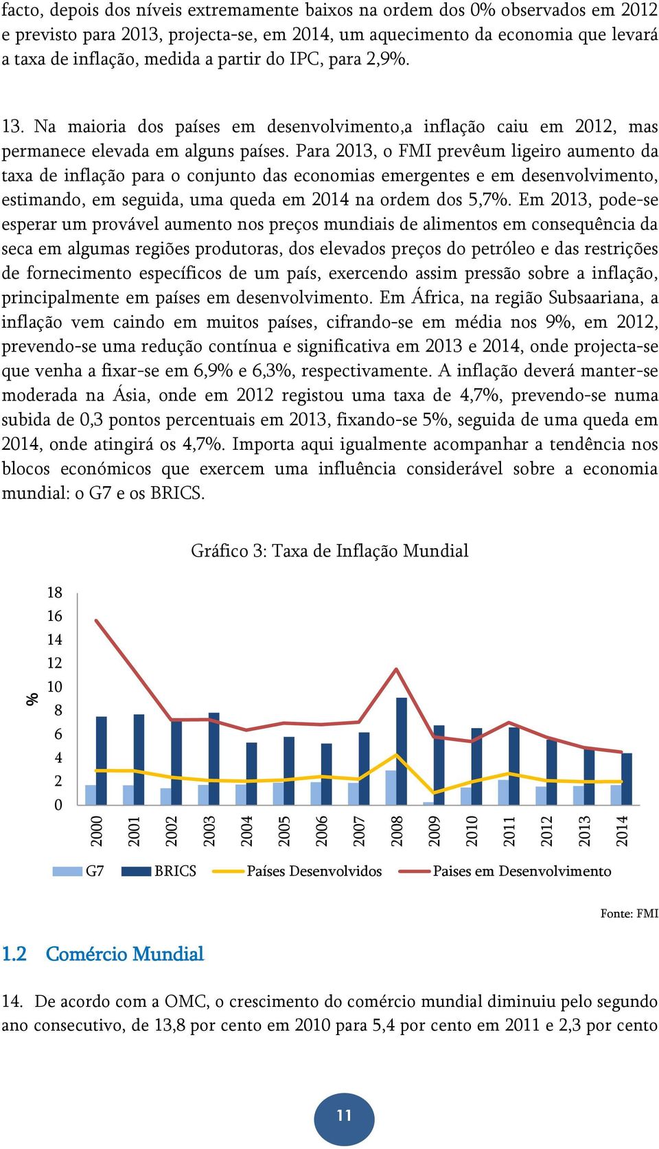 Na maioria dos países em desenvolvimento,a inflação caiu em 2012, mas permanece elevada em alguns países.