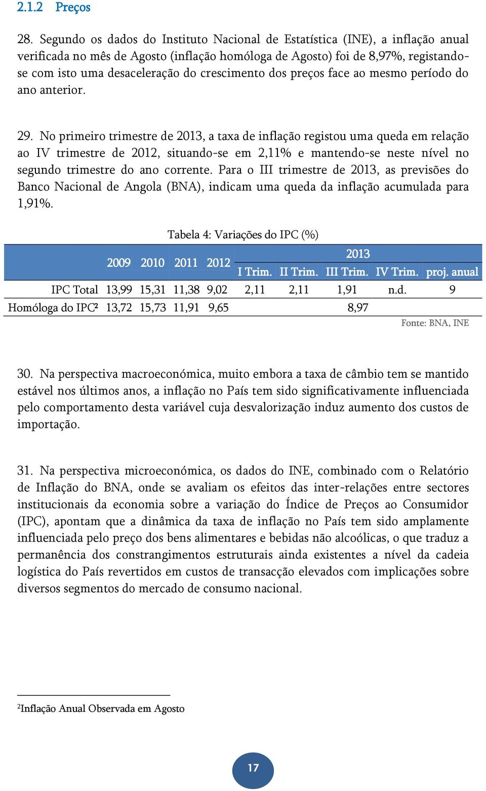 crescimento dos preços face ao mesmo período do ano anterior. 29.