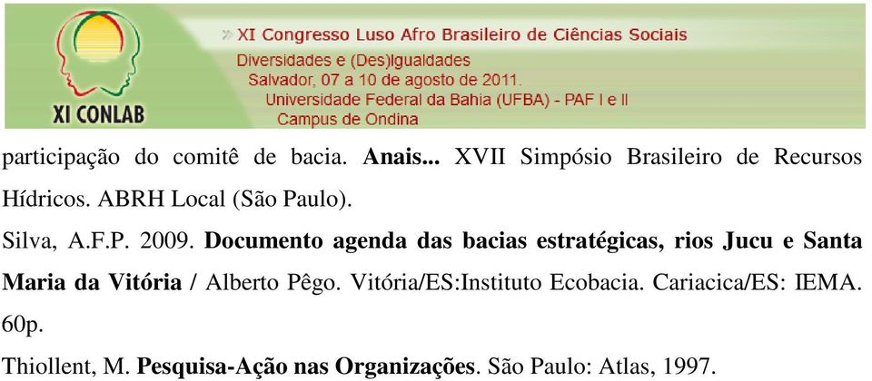 Documento agenda das bacias estratégicas, rios Jucu e Santa Maria da Vitória / Alberto