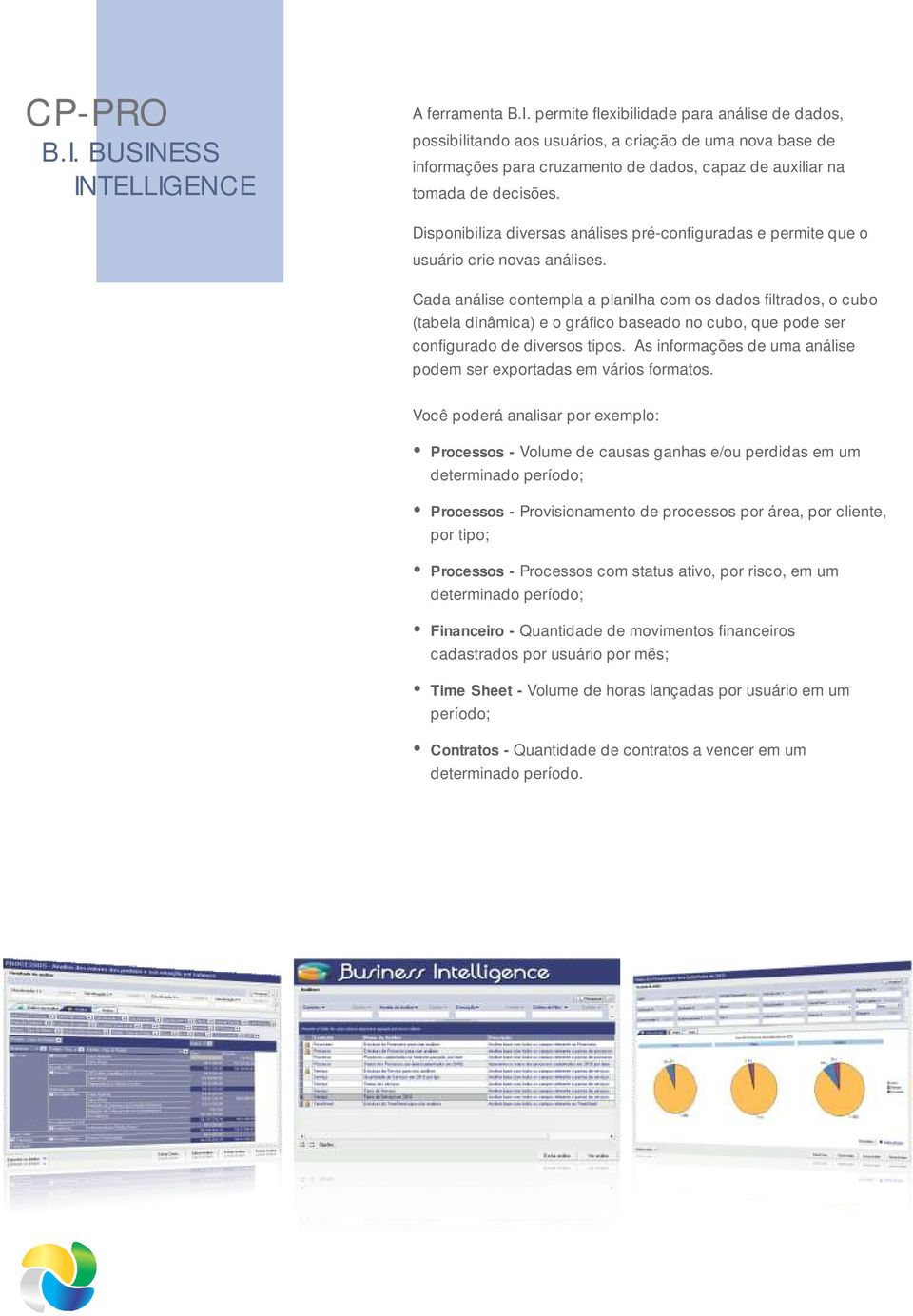 Cada análise contempla a planilha com os dados filtrados, o cubo (tabela dinâmica) e o gráfico baseado no cubo, que pode ser configurado de diversos tipos.