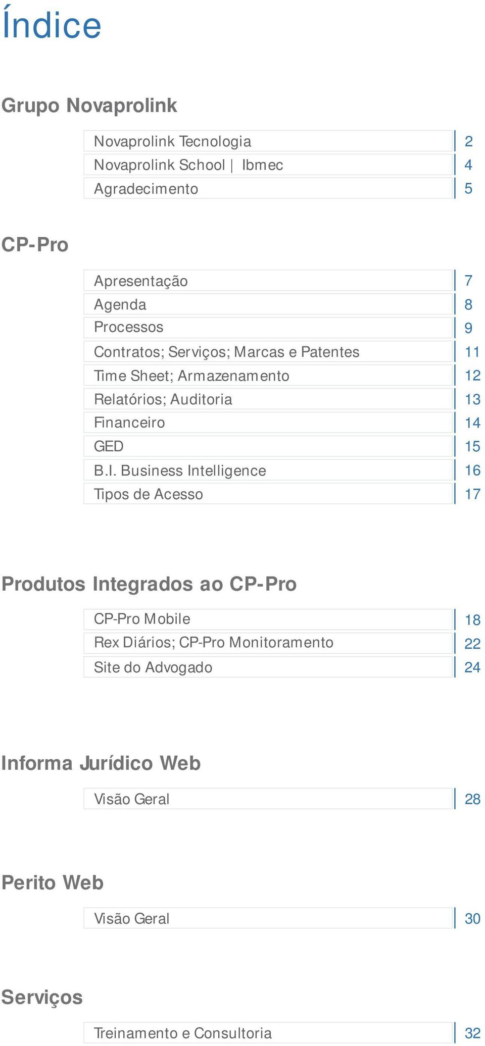 Business Intelligence Tipos de Acesso 7 8 9 11 12 13 14 15 16 17 Produtos Integrados ao CP-Pro CP-Pro Mobile Rex Diários;