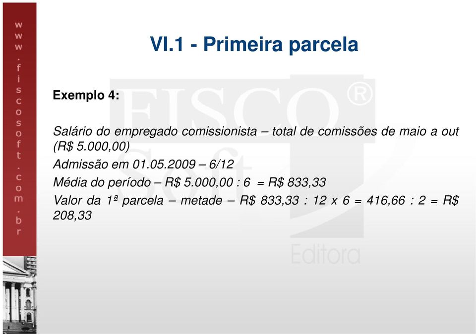000,00) Admissão em 01.05.2009 6/12 Média do período R$ 5.