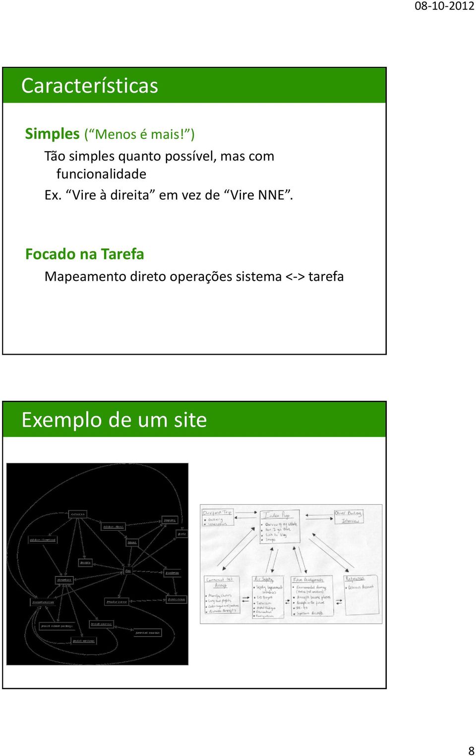 Ex. Vire à direita em vez de Vire NNE.