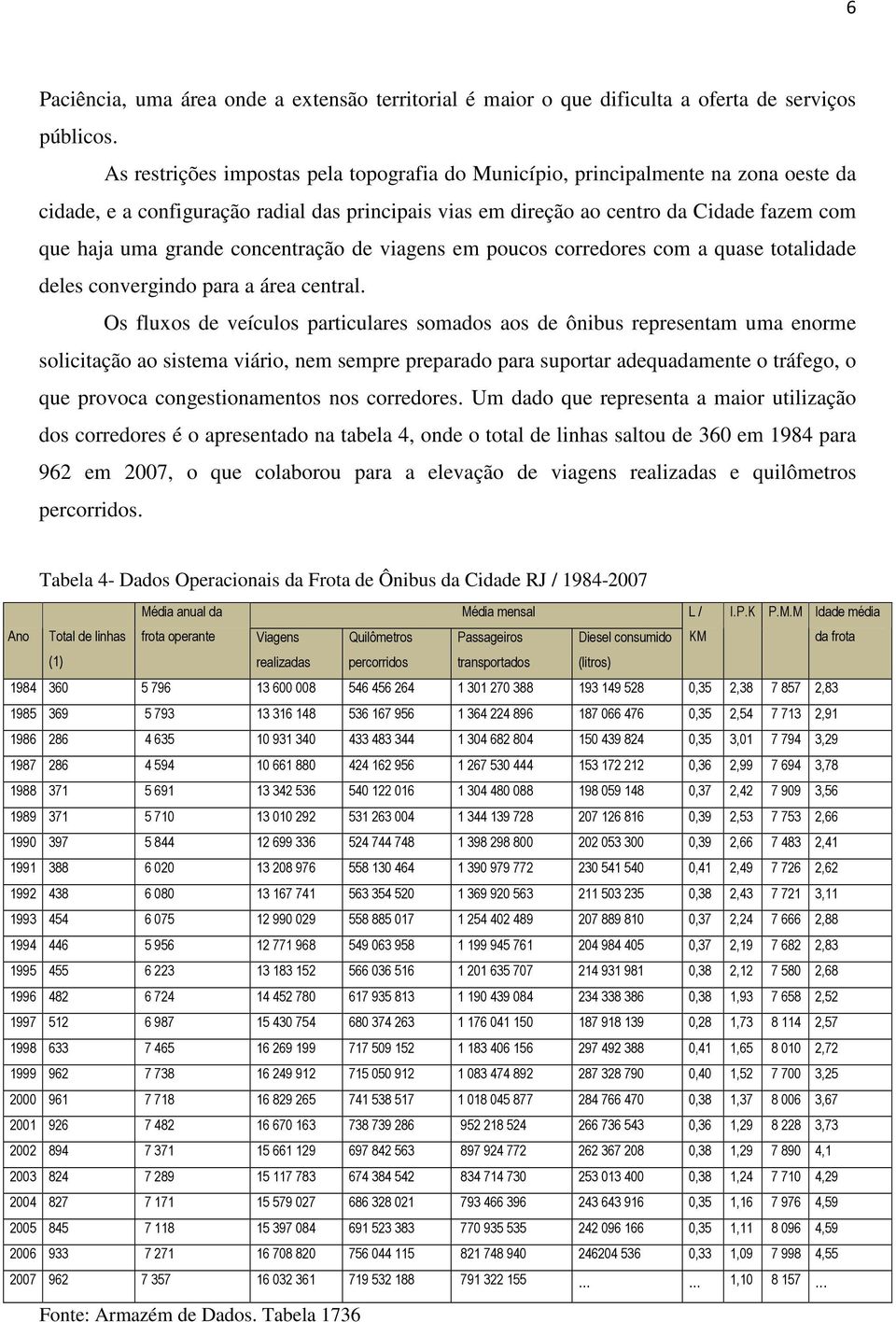 concentração de viagens em poucos corredores com a quase totalidade deles convergindo para a área central.