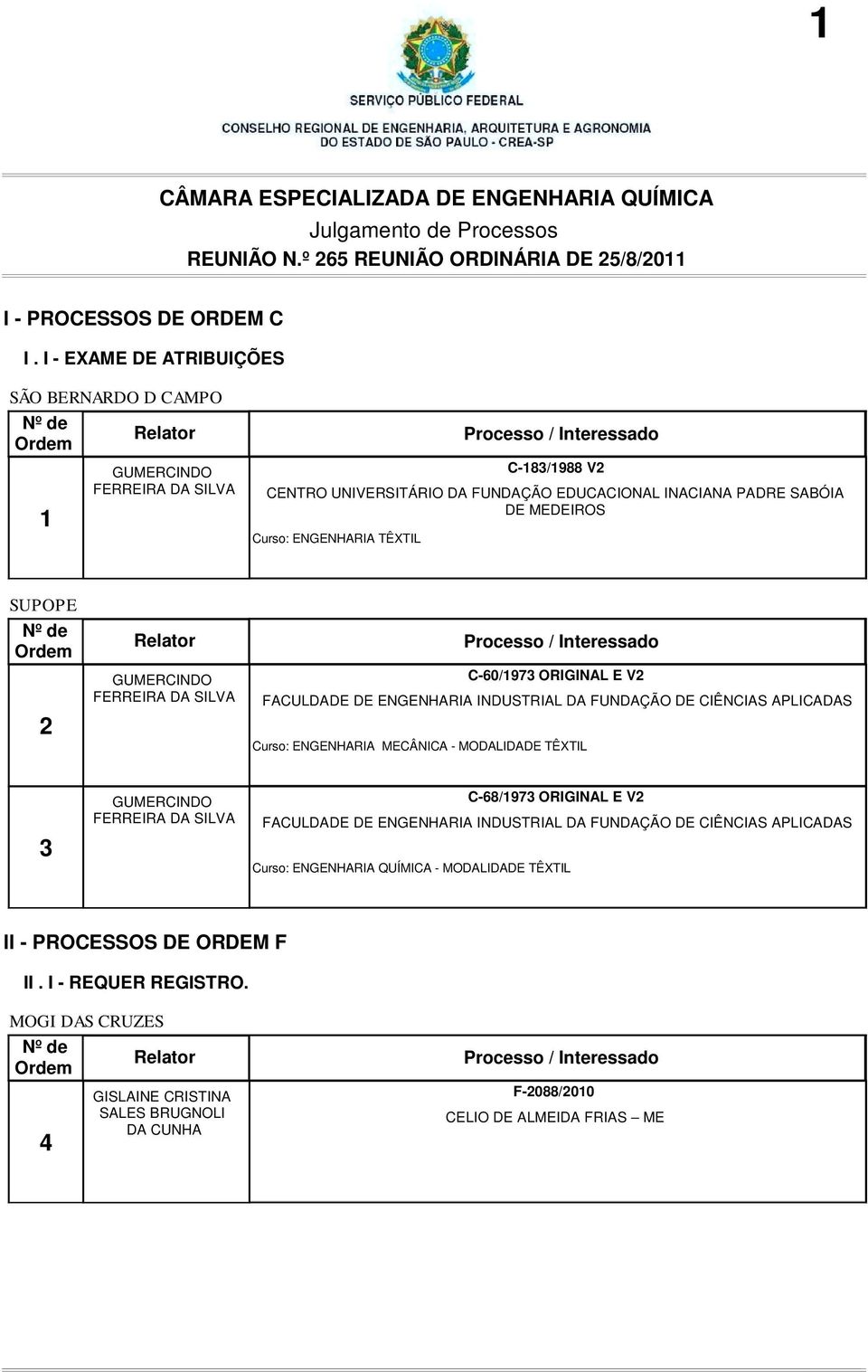 ENGENHARIA TÊXTIL SUPOPE 2 C-60/1973 ORIGINAL E V2 FACULDADE DE ENGENHARIA INDUSTRIAL DA FUNDAÇÃO DE CIÊNCIAS APLICADAS Curso: ENGENHARIA MECÂNICA