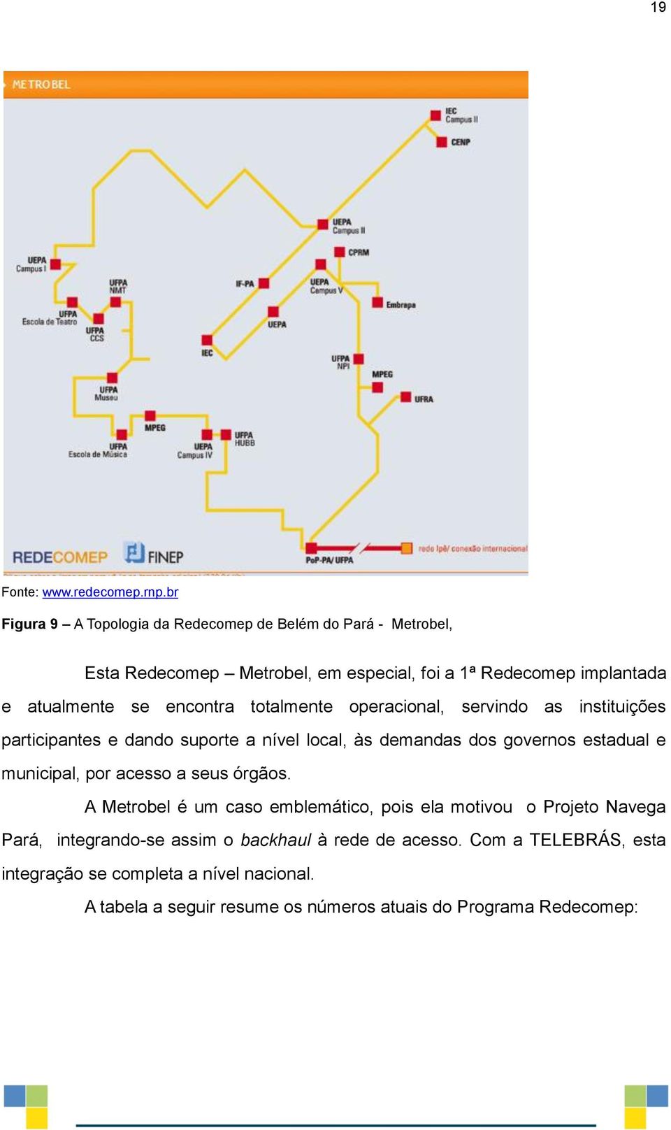 encontra totalmente operacional, servindo as instituições participantes e dando suporte a nível local, às demandas dos governos estadual e municipal,