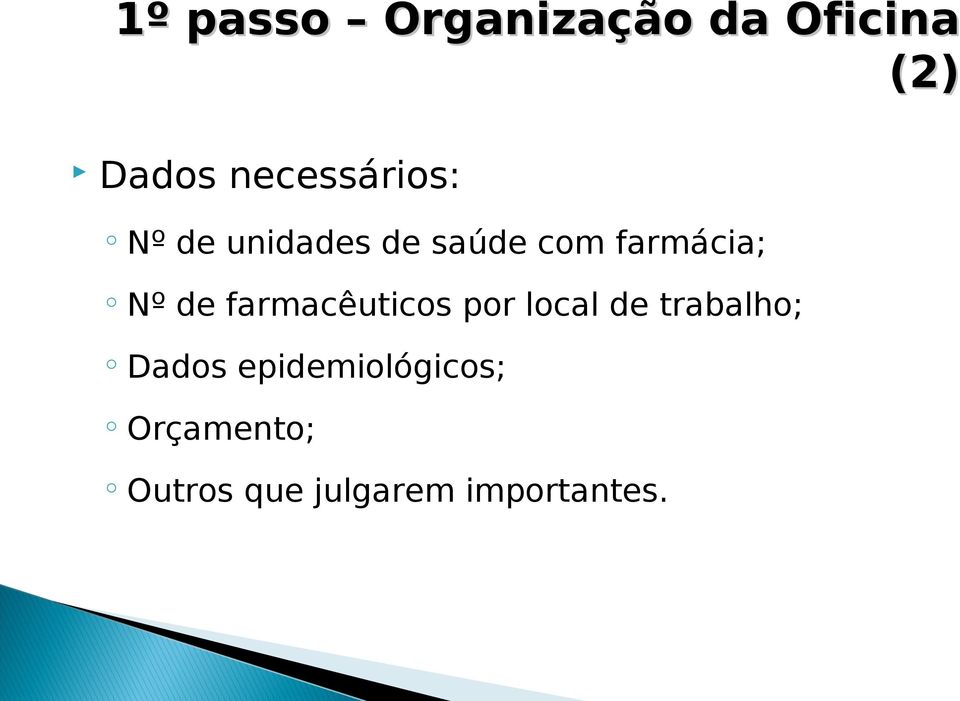 Nº de farmacêuticos por local de trabalho; Dados