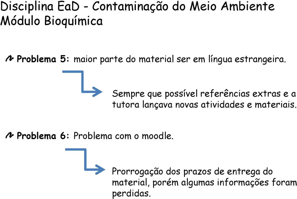 Sempre que possível referências extras e a tutora lançava novas