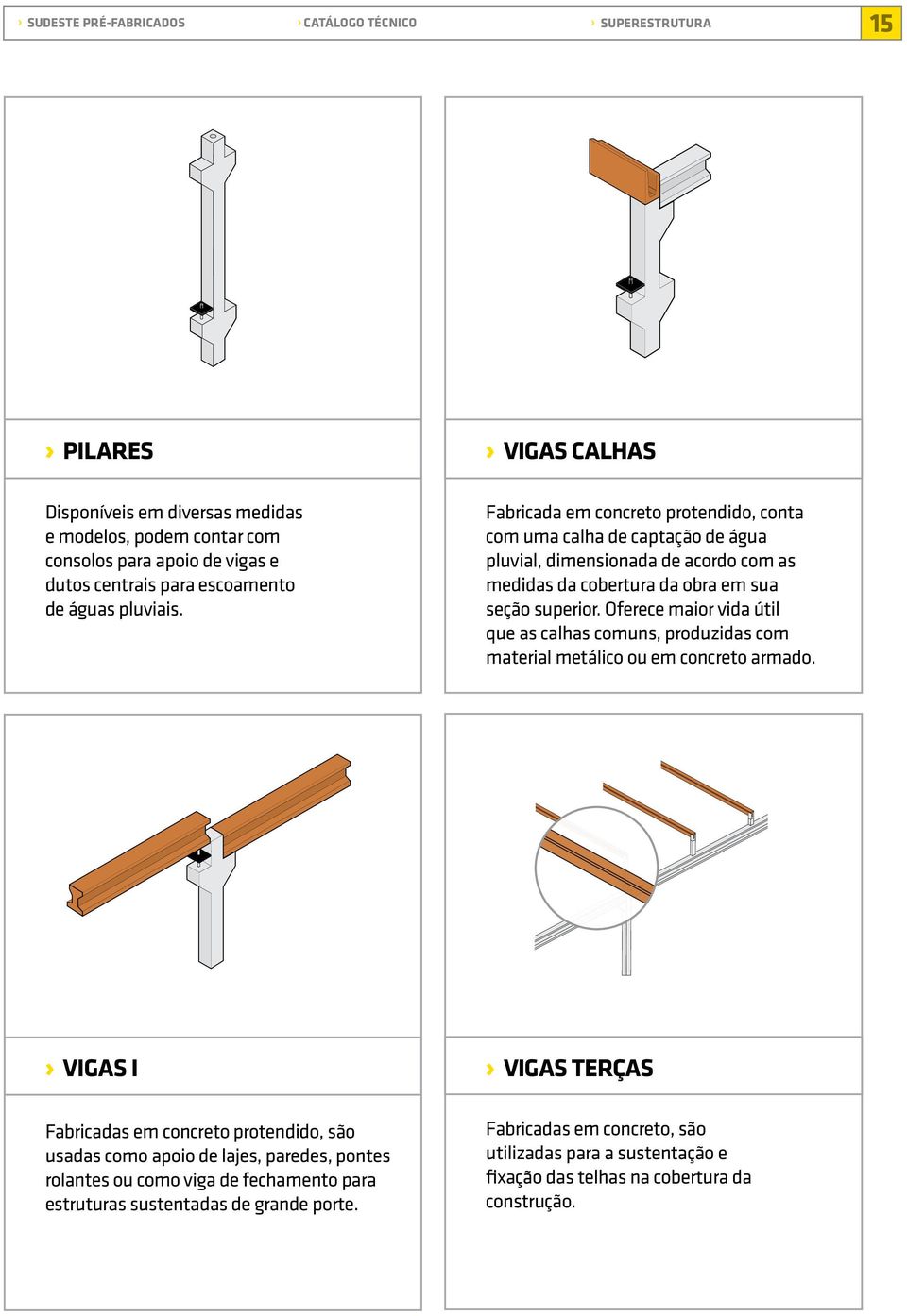 Oferece maior vida útil que as calhas comuns, produzidas com material metálico ou em concreto armado.